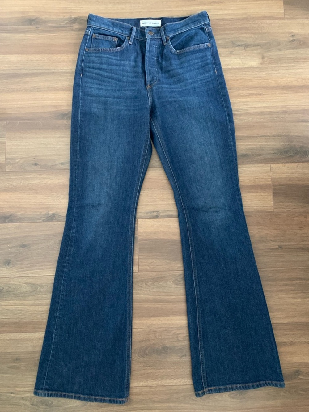 DENIM FORUM JEANS Women’s MARIANNE FLARE HIGH WAIST ITALIAN ORGANIC COTTON SZ 29 - Picture 3 of 12